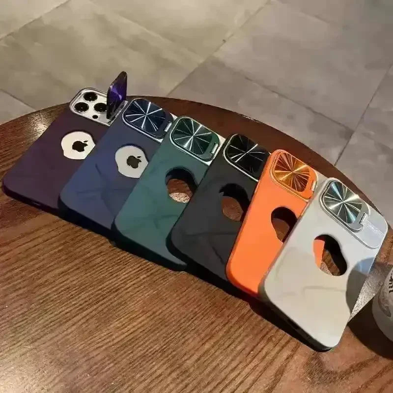 Luxury Flip Up Bracket Camera Protect Case (For iPhones) - Bear Hugs