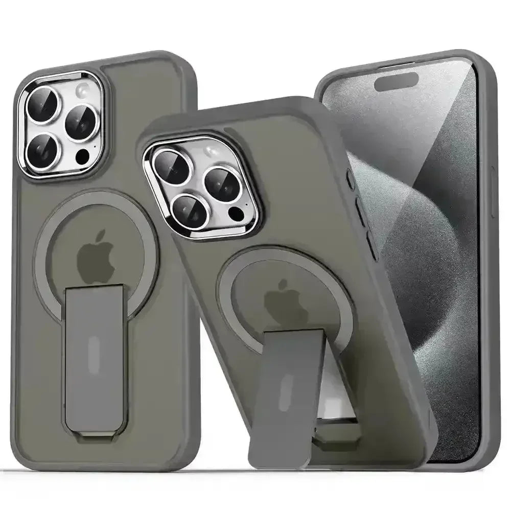 iPhone 11 GrayLuxury Magsafe Folding Stand Phone Case (For iPhones)