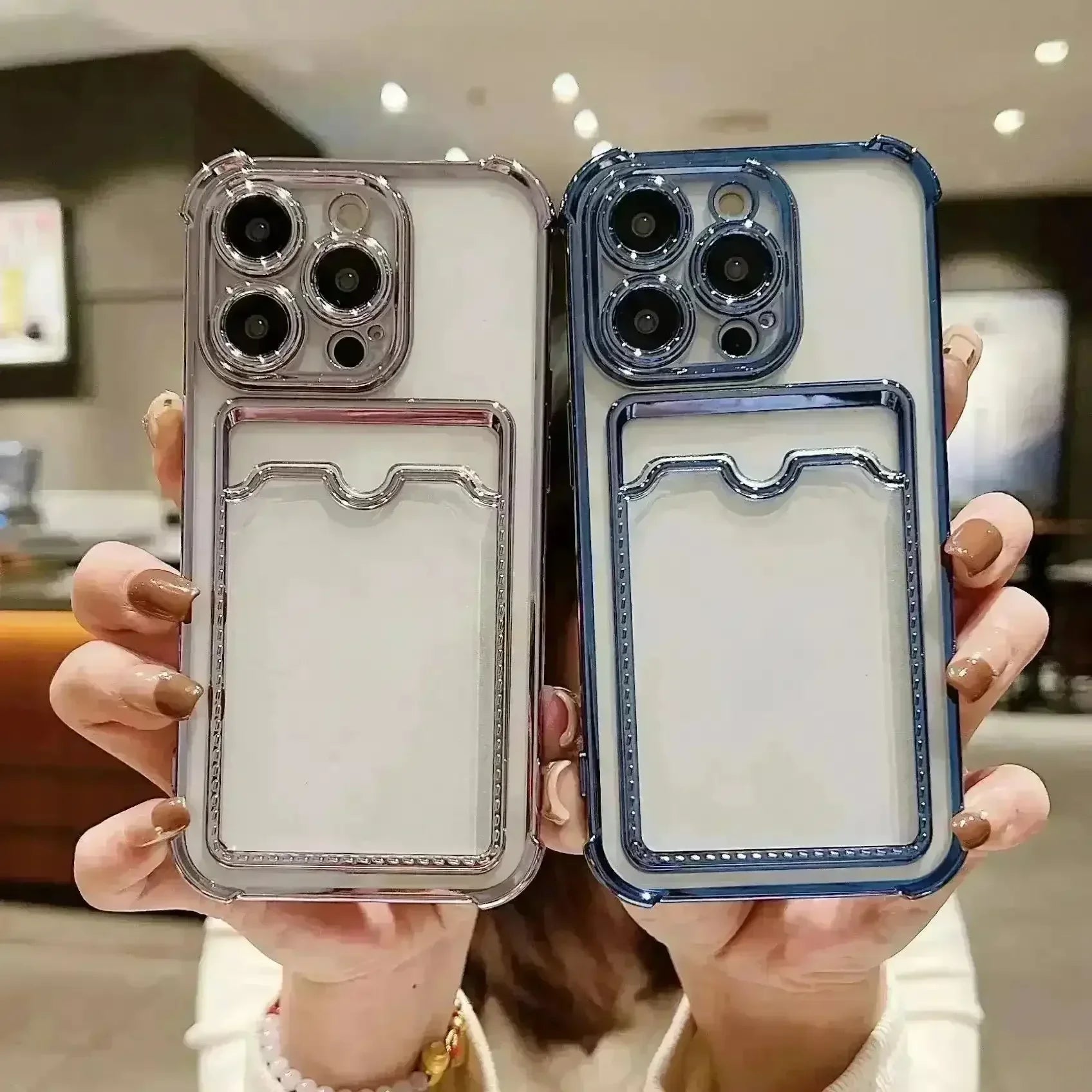 Luxury Transparent Card Holder Phone Case (For iPhones) - Bear Hugs