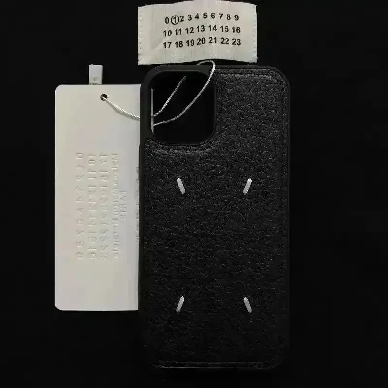 Maison Margiela Leather iPhone 12 Case With Strap - Black - One Size Maison Margiela Leather iPhone 12 Case With Strap - Black - One Size