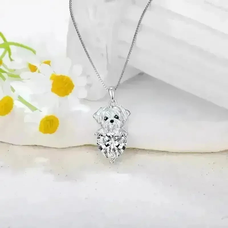 Maltese Dog Shining Pendant - Bear Hugs