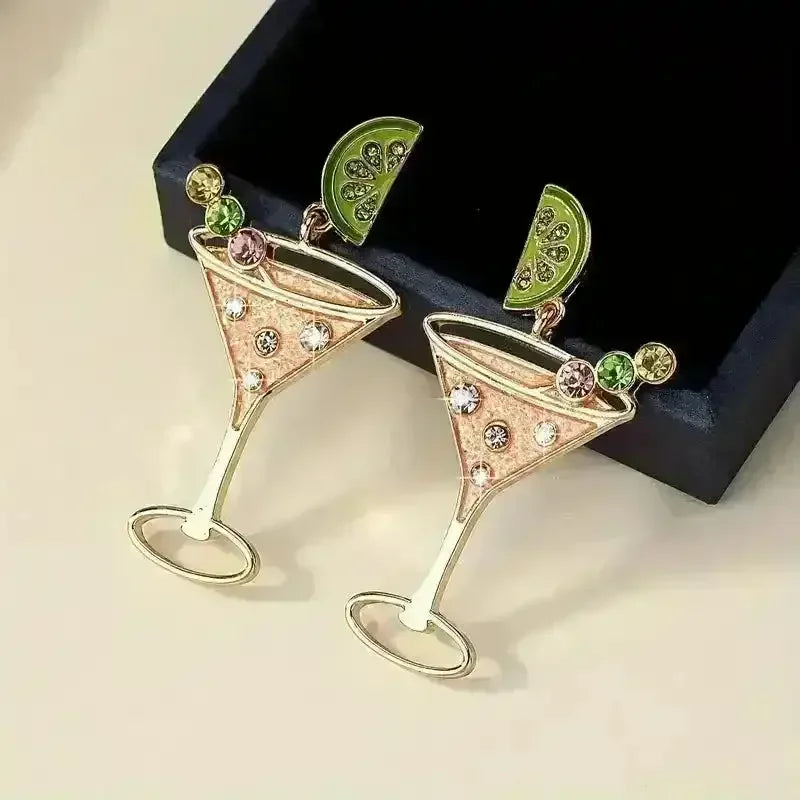 Martini Glass Dangle Earrings - Bear Hugs