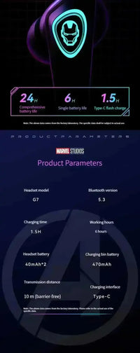 Marvel G7 RGB True Wireless Noise Reduction Earbuds - Bear Hugs