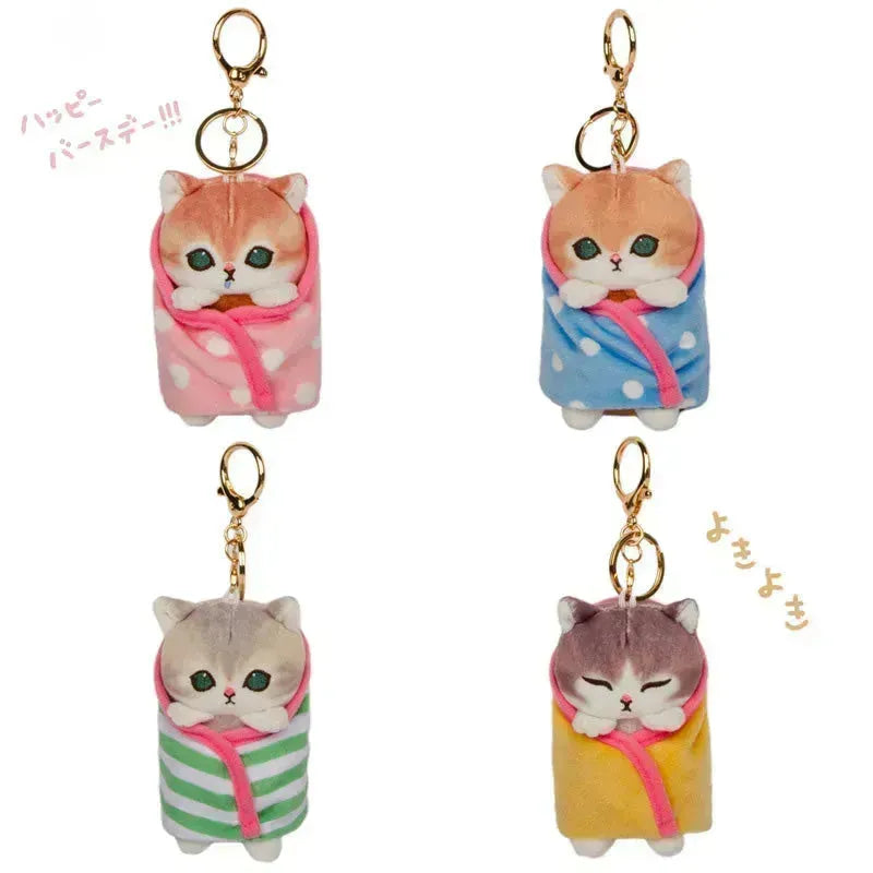 Mofusand Wrapped Quilt Plush Keychain - Bear Hugs