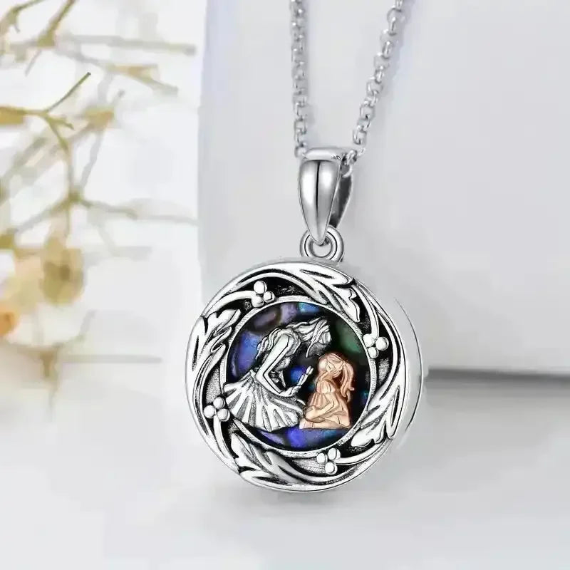 Mother-Daughter Abalone Shell Locket Necklace - Bear Hugs