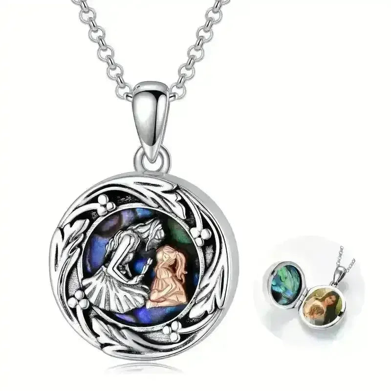 Mother-Daughter Abalone Shell Locket Necklace - Bear Hugs