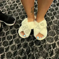 Mrs. Heart Customised Letter Plush Sandals - Bear Hugs