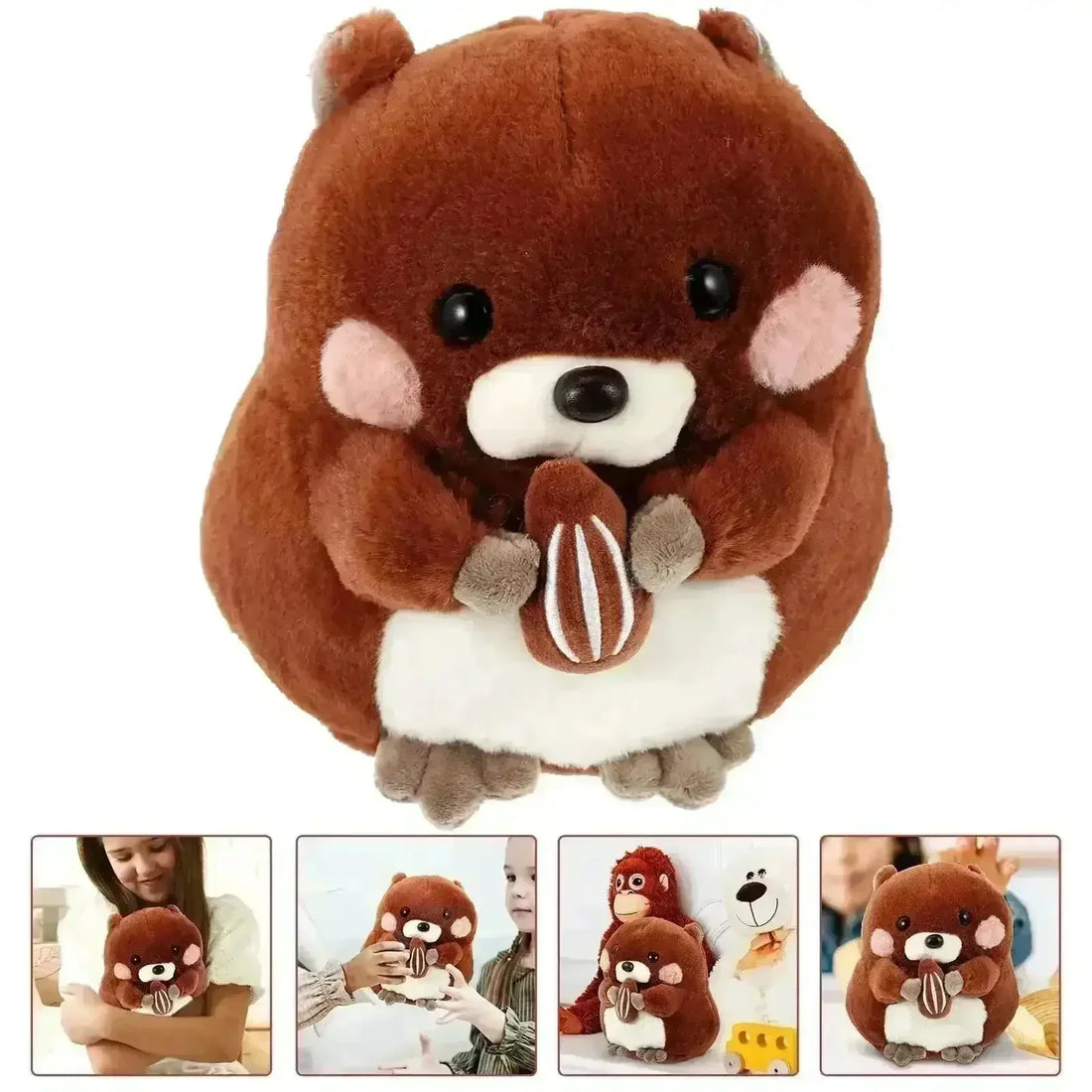 Nut Eating Groundhog Plushie (25 cm) - Bear Hugs