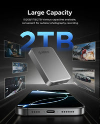 ORICO 5Gbps Portable Solid State Drive 480MB/s Magnetic External SSD for iPhone 16 15 Pro/Max ProRes 4K HDR Record and Store - Bear Hugs