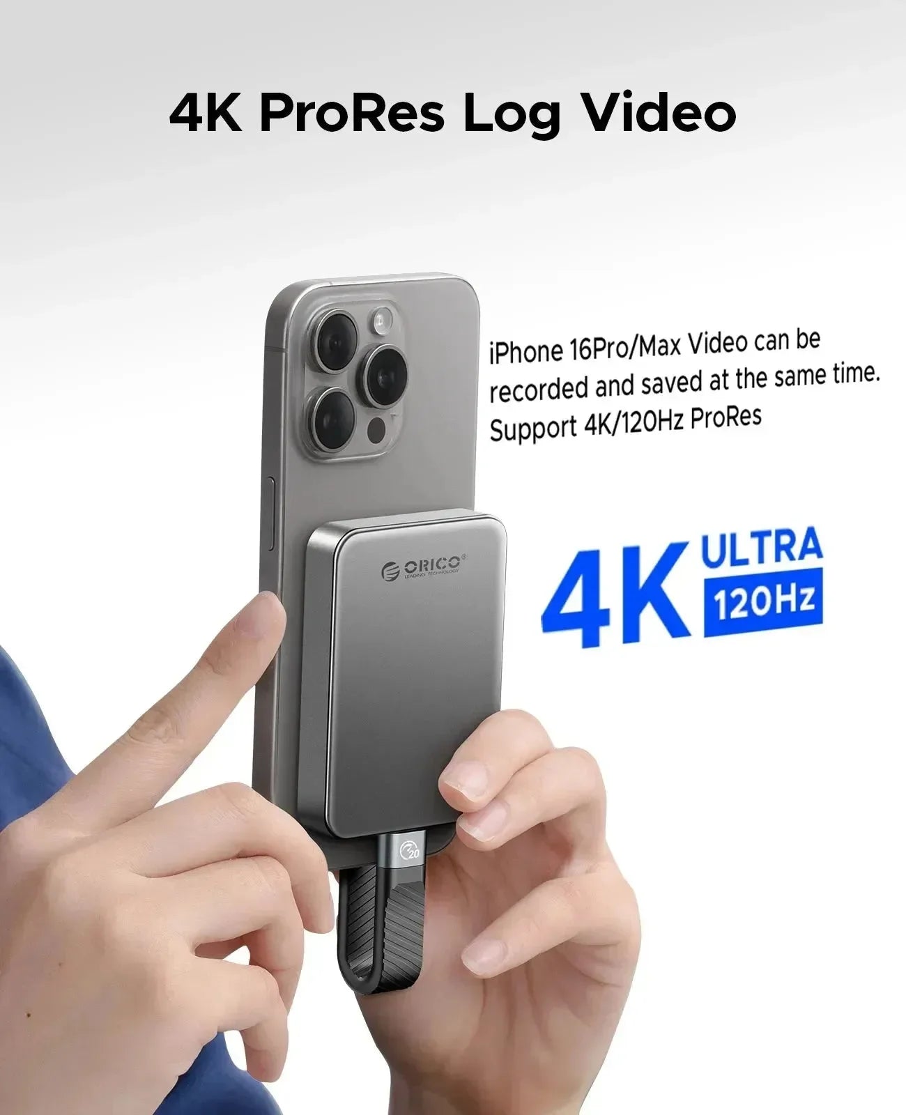 ORICO 5Gbps Portable Solid State Drive 480MB/s Magnetic External SSD for iPhone 16 15 Pro/Max ProRes 4K HDR Record and Store - Bear Hugs