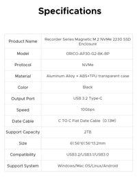 ORICO Magnetic 2230 M.2 NVMe SSD Enclosure - Bear Hugs