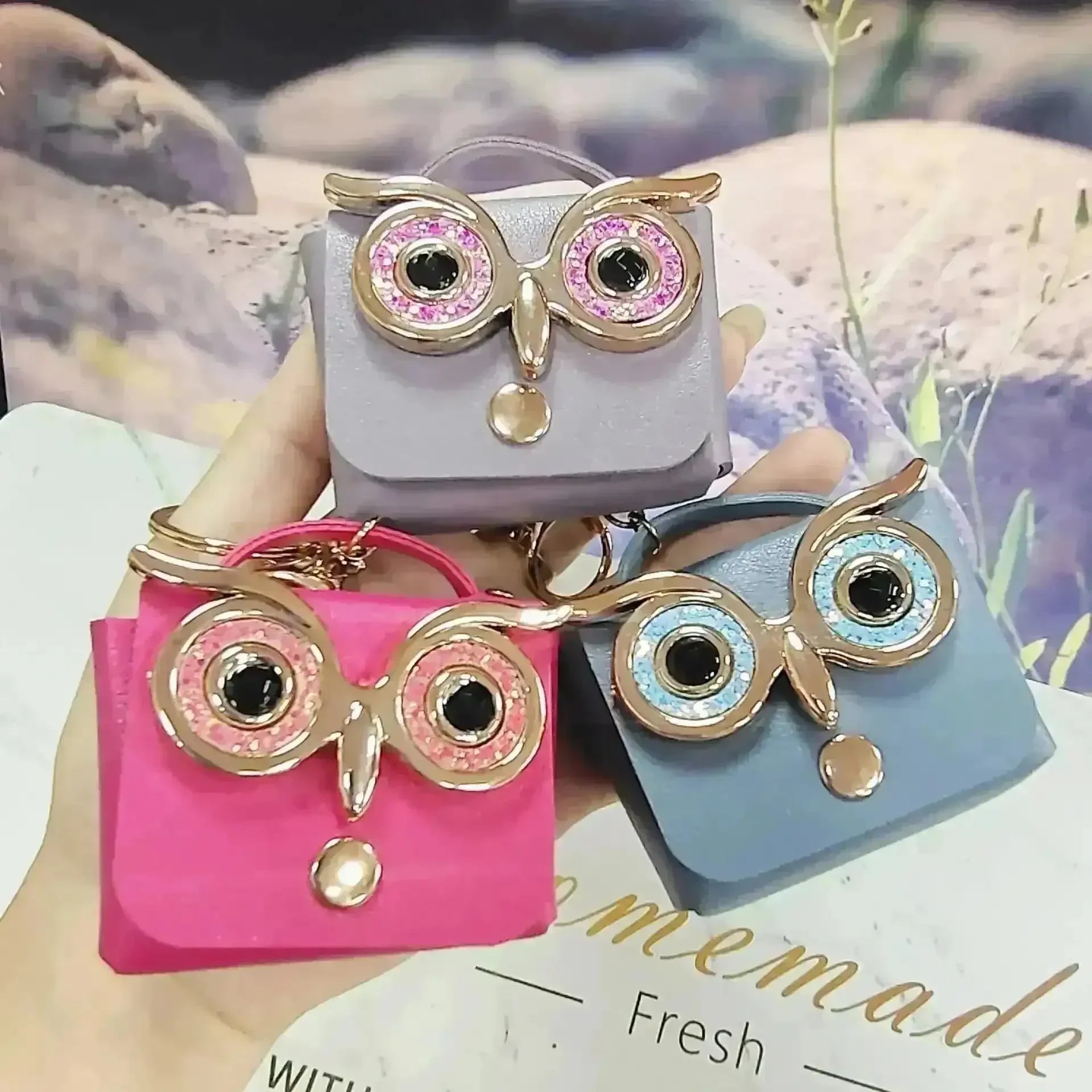 Owl Eye Leather Coin Purse Keychain - Bear Hugs