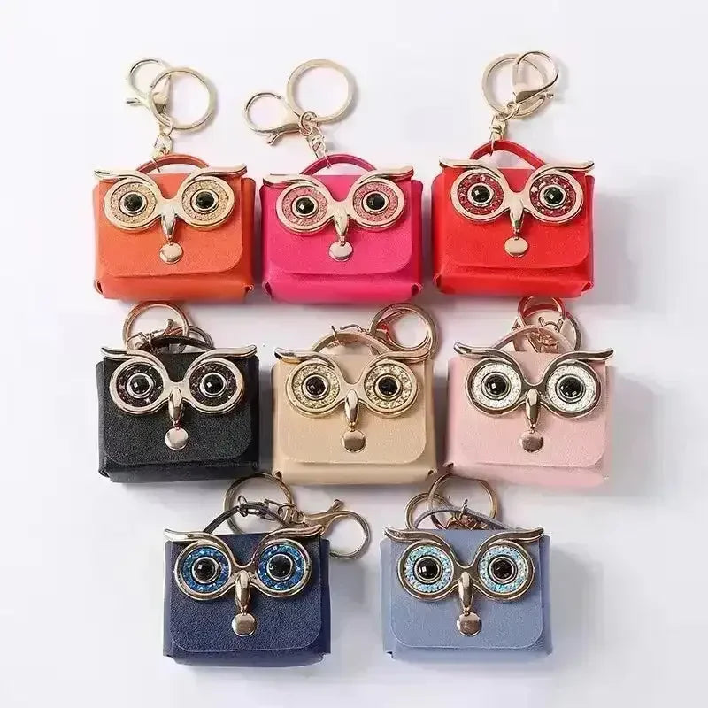 Owl Eye Leather Coin Purse Keychain - Bear Hugs