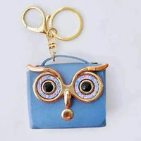 Owl Eye Leather Coin Purse Keychain - Bear Hugs