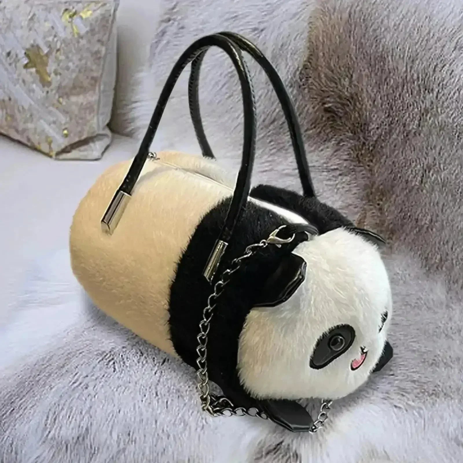 Panda Shaped Plush Shoulder Bag - Main Image