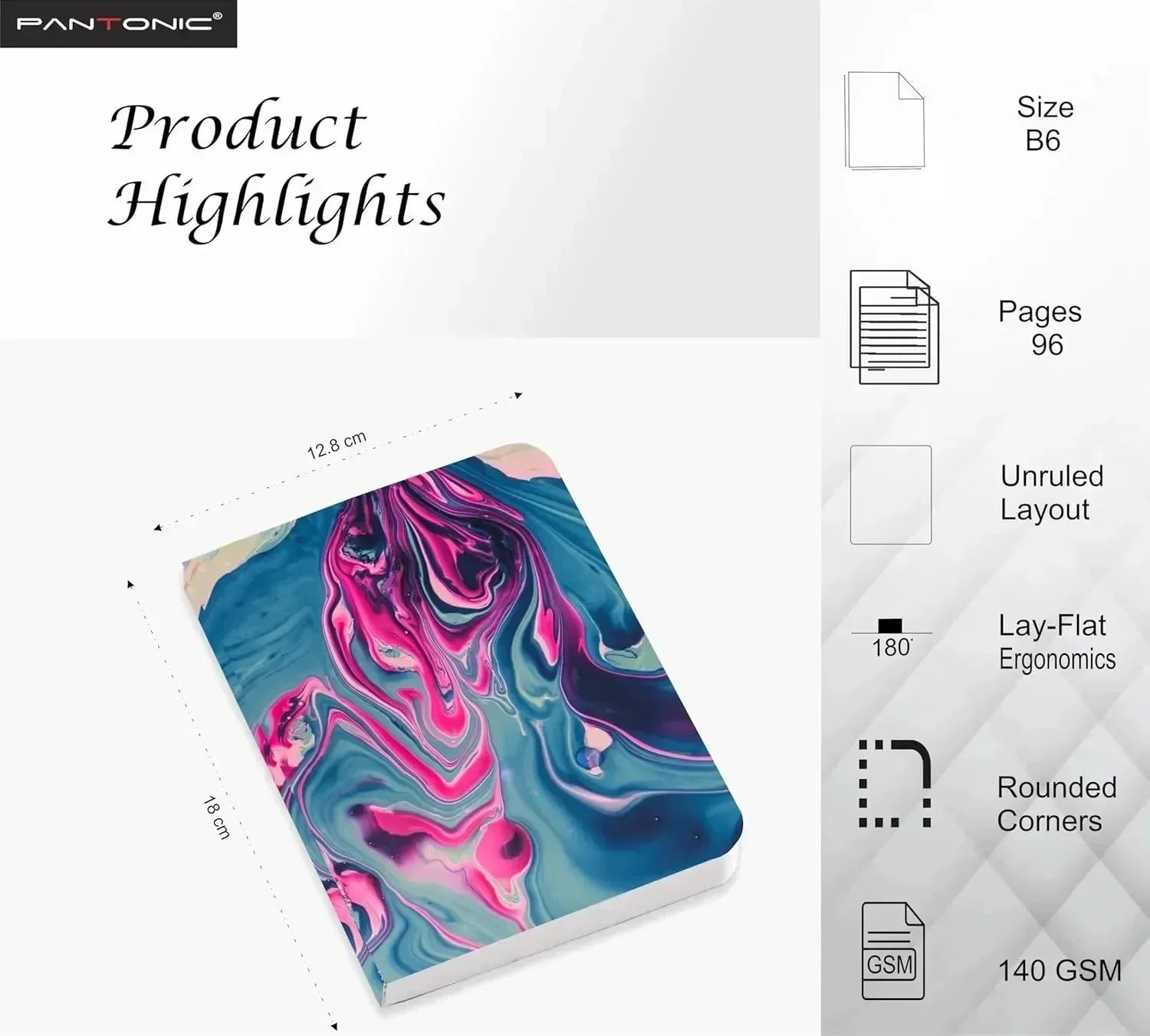 Pantone Abstract Canvas B6 Notebook - Bear Hugs