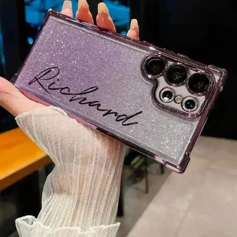 Personalised Glittery Name Phone Case (For Samsung) - Bear Hugs