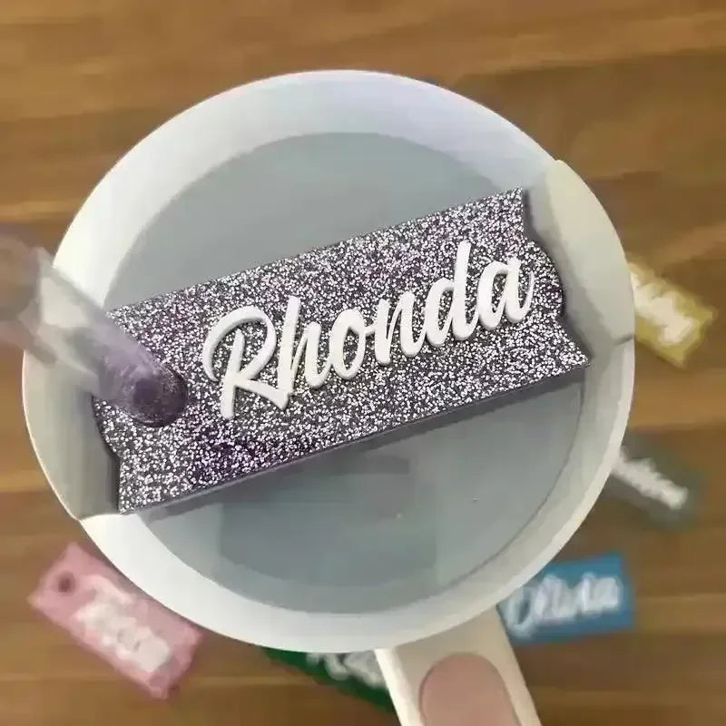 Personalized Glitter Name Tag for Stanley Cup - Bear Hugs