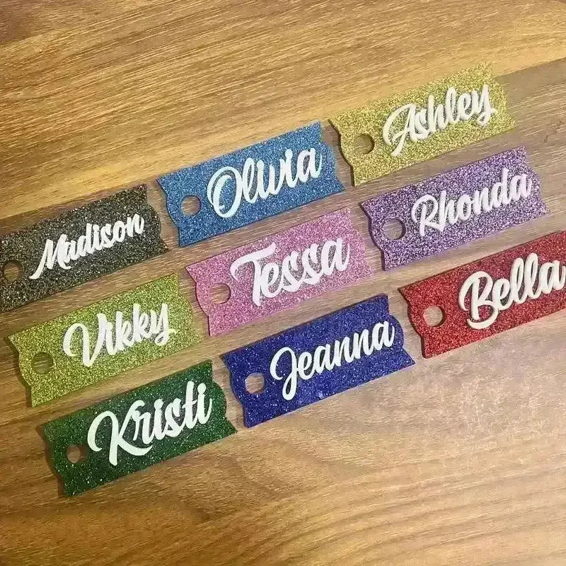 Personalized Glitter Name Tag for Stanley Cup - Bear Hugs