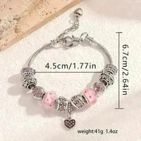 Pink Heart Charm Bracelet - Bear Hugs