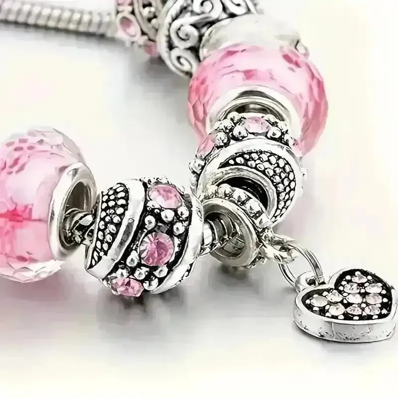 Pink Heart Charm Bracelet - Bear Hugs