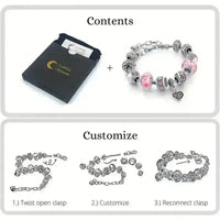 Pink Heart Charm Bracelet - Bear Hugs