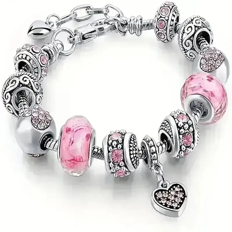 Pink Heart Charm Bracelet - Bear Hugs