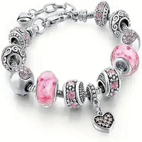 Pink Heart Charm Bracelet - Bear Hugs