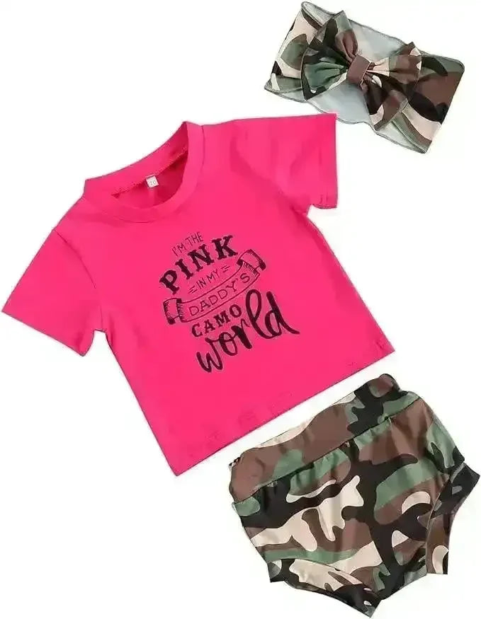 Pink in my Dad's Camo World T-shirt and Shorts Set - Bear Hugs