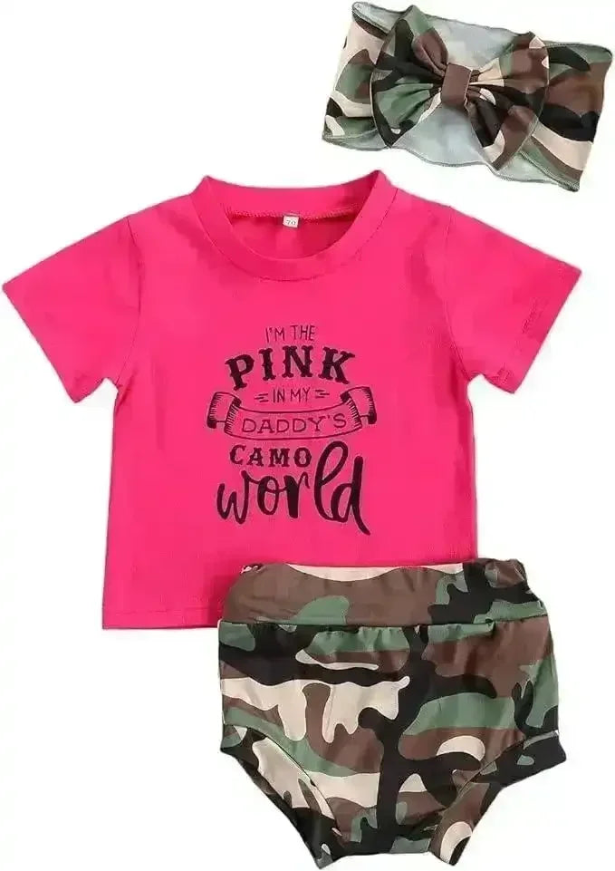 Pink in my Dad's Camo World T-shirt and Shorts Set - Bear Hugs
