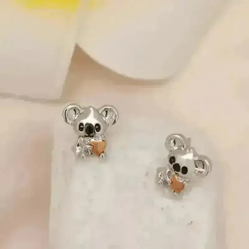 Pink Koala Heart Stud Earrings - Bear Hugs