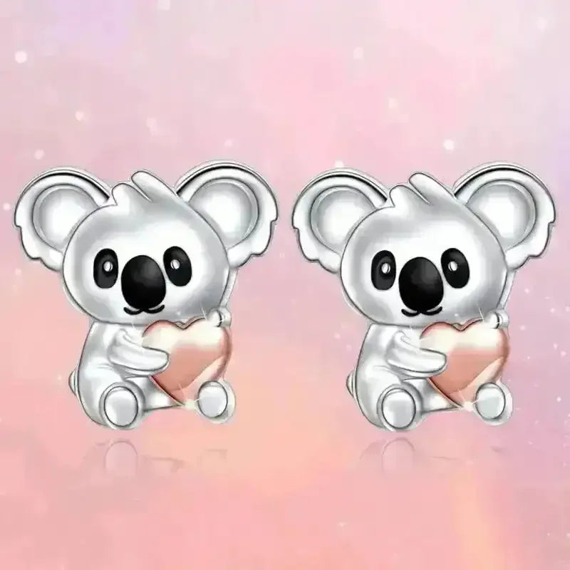 Pink Koala Heart Stud Earrings - Bear Hugs