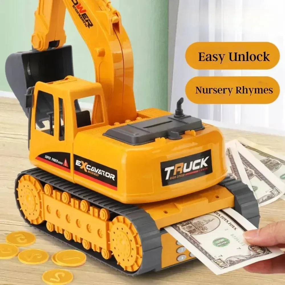 Playful Excavator Piggy Bank - Bear Hugs