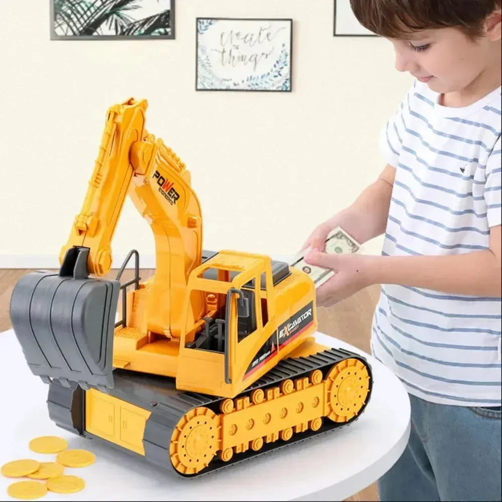 Playful Excavator Piggy Bank - Bear Hugs