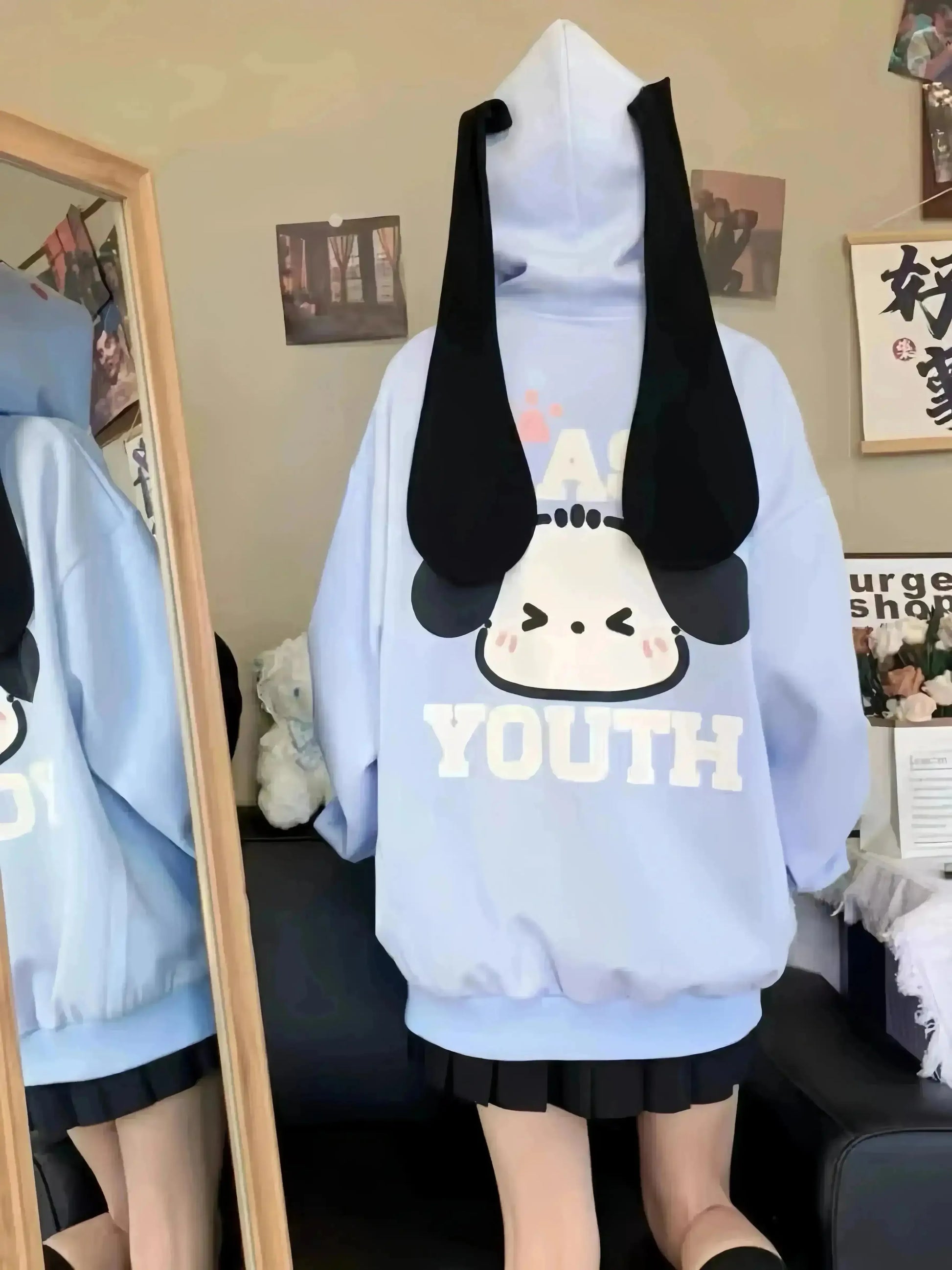 Playful Pochacco Long Sleeve Hoodie - Bear Hugs