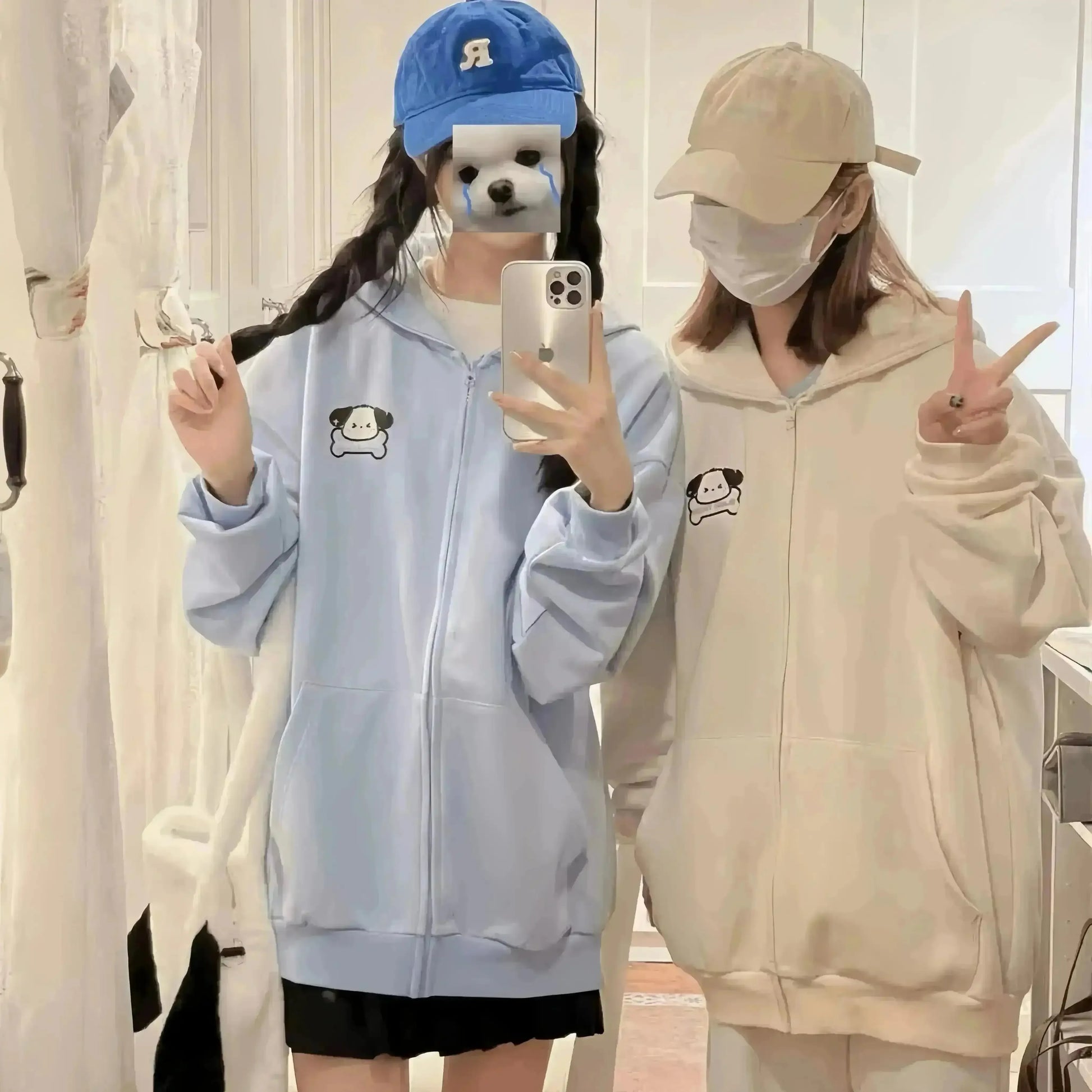 Playful Pochacco Long Sleeve Hoodie - Bear Hugs