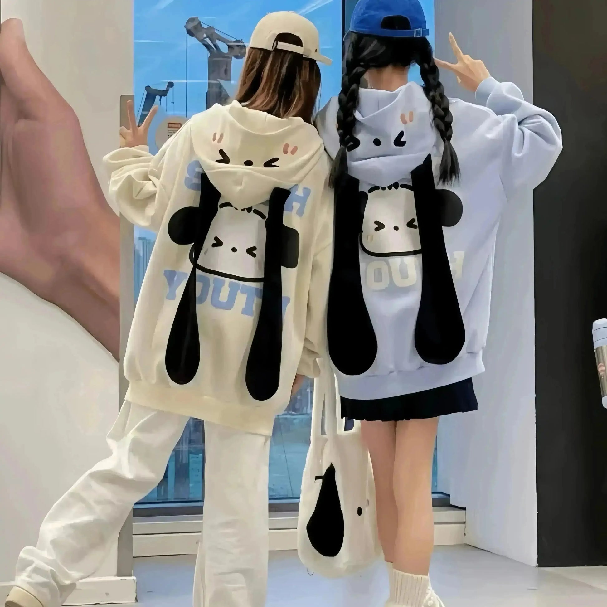 Playful Pochacco Long Sleeve Hoodie - Bear Hugs