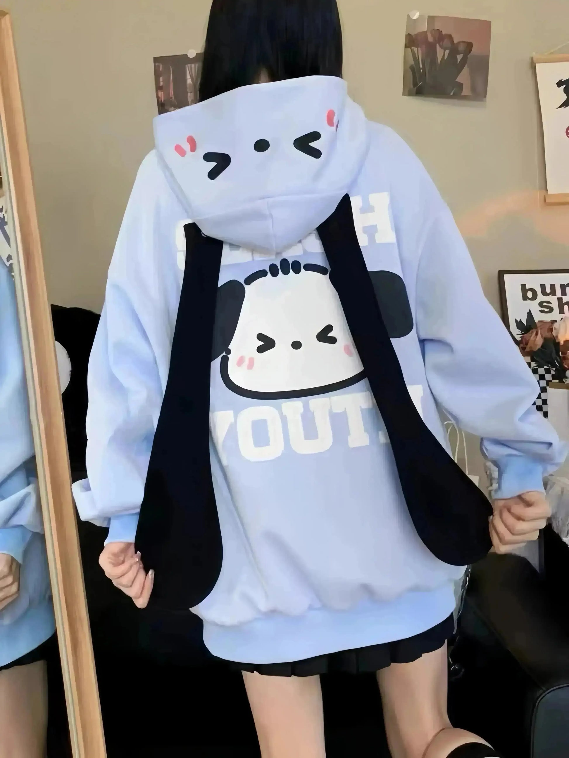 Playful Pochacco Long Sleeve Hoodie - Bear Hugs