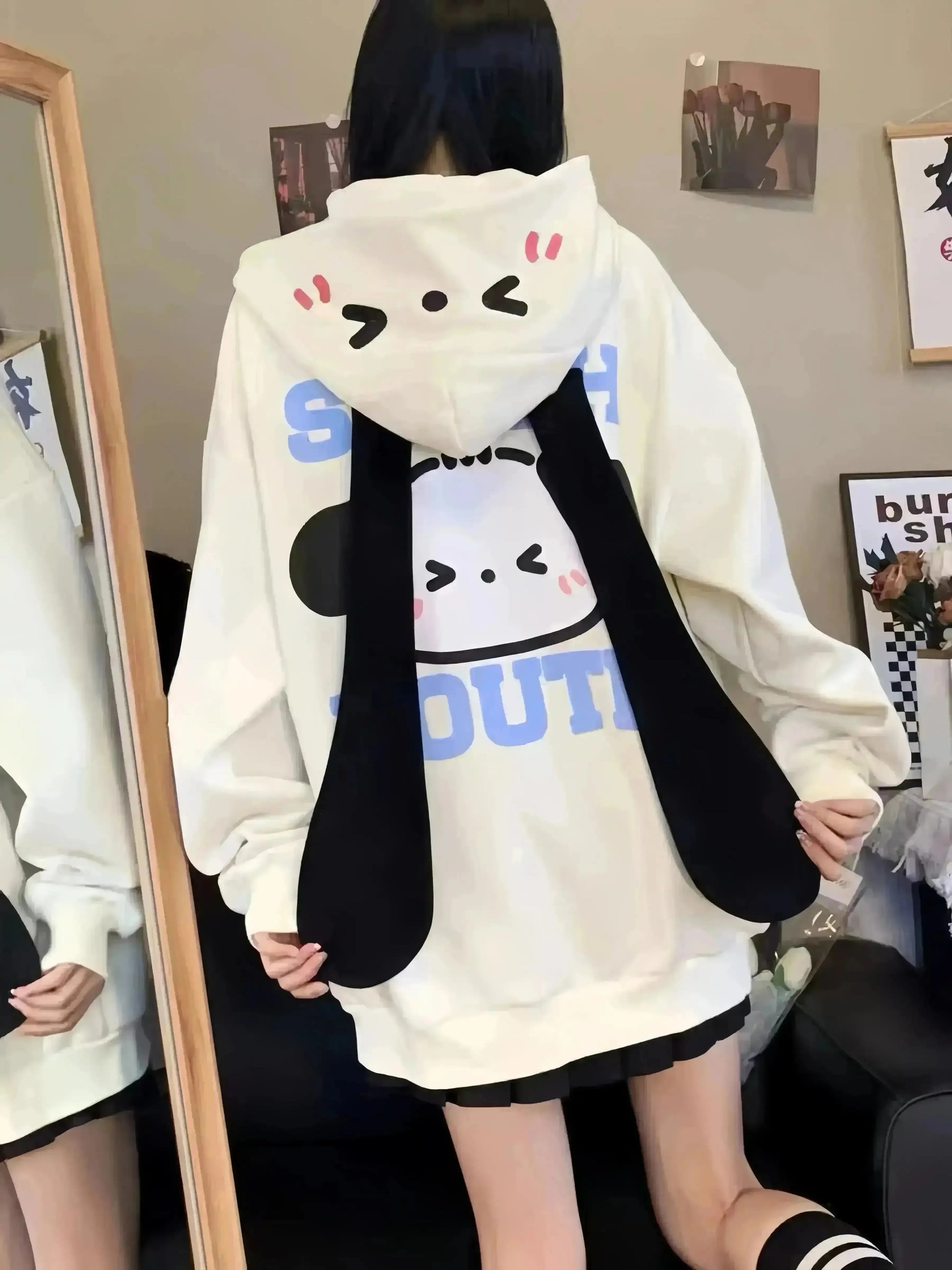 Playful Pochacco Long Sleeve Hoodie - Bear Hugs