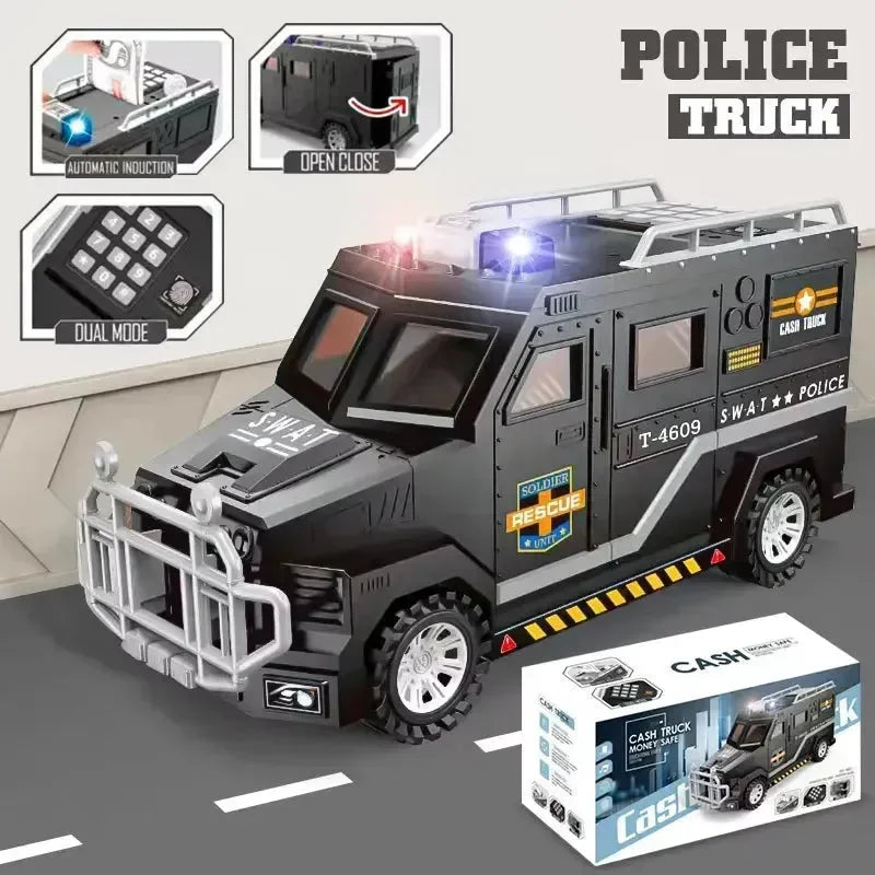 Playful Police Truck Piggy Bank - Bear Hugs