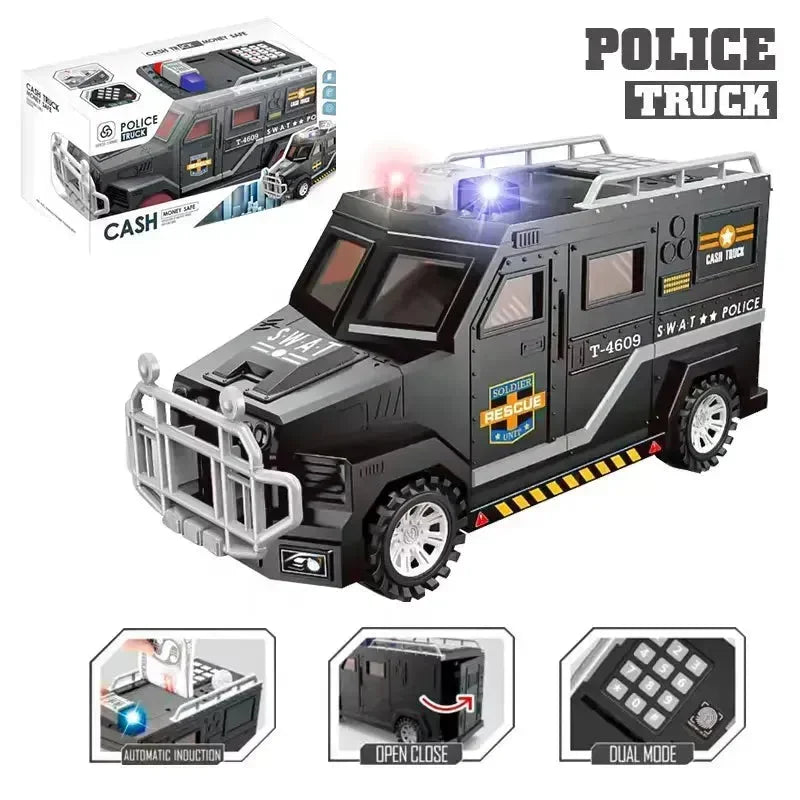 Playful Police Truck Piggy Bank - Bear Hugs