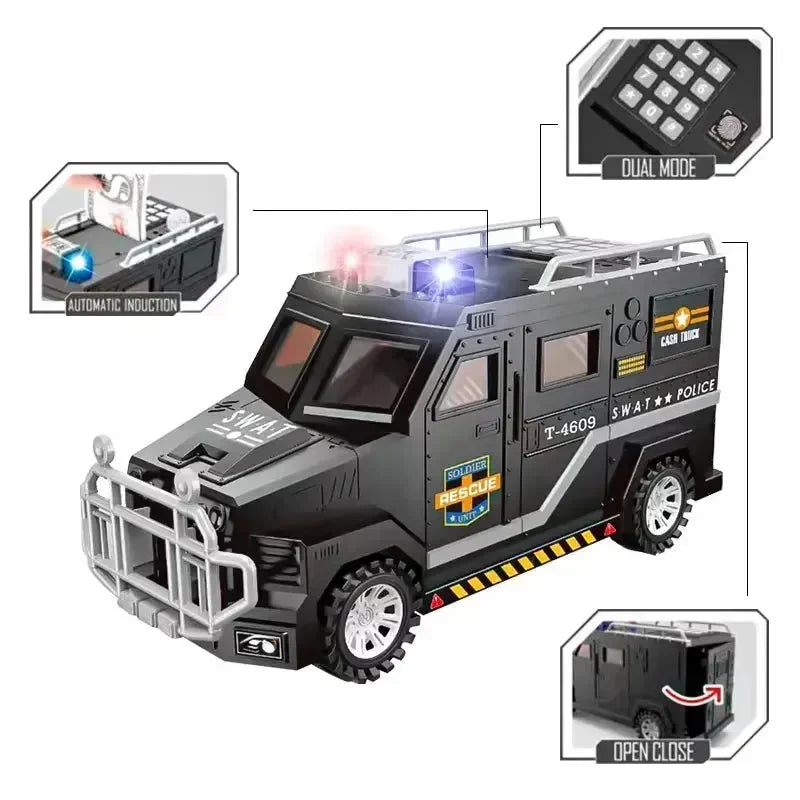 Playful Police Truck Piggy Bank - Bear Hugs