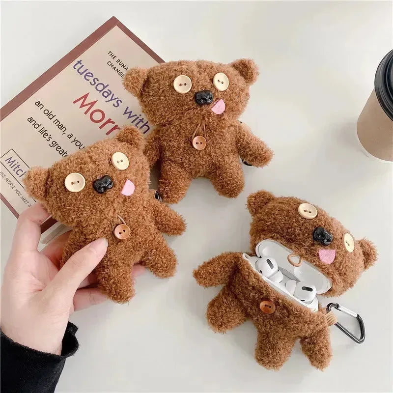 Plush Button Bear AirPods Case - Bear Hugs