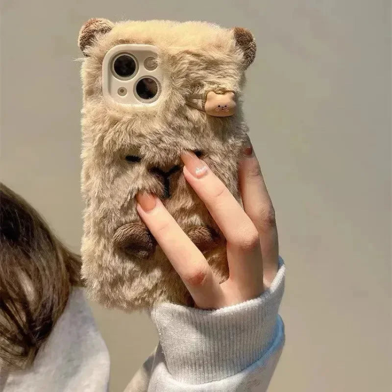 Plush Velvet Capybara Case (For iPhones) - Bear Hugs