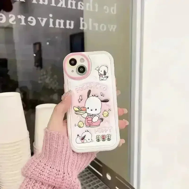 Pochacco Embossed Leather Phone Case (For iPhones) - Bear Hugs