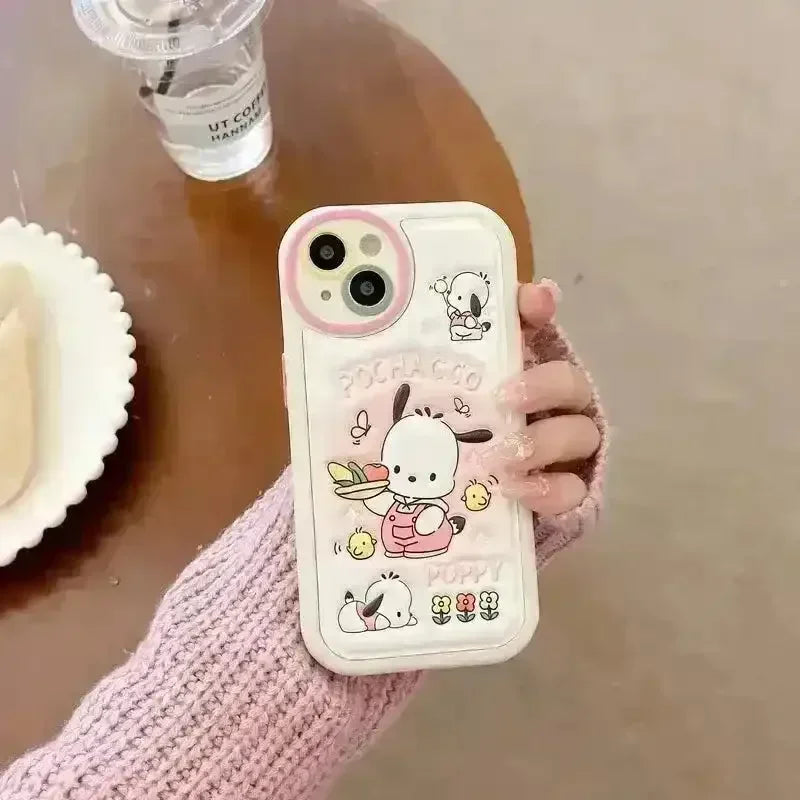 Pochacco Embossed Leather Phone Case (For iPhones) - Bear Hugs