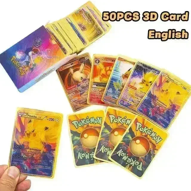 3D 50 Cards Pokimoen Gold Trading Card Game