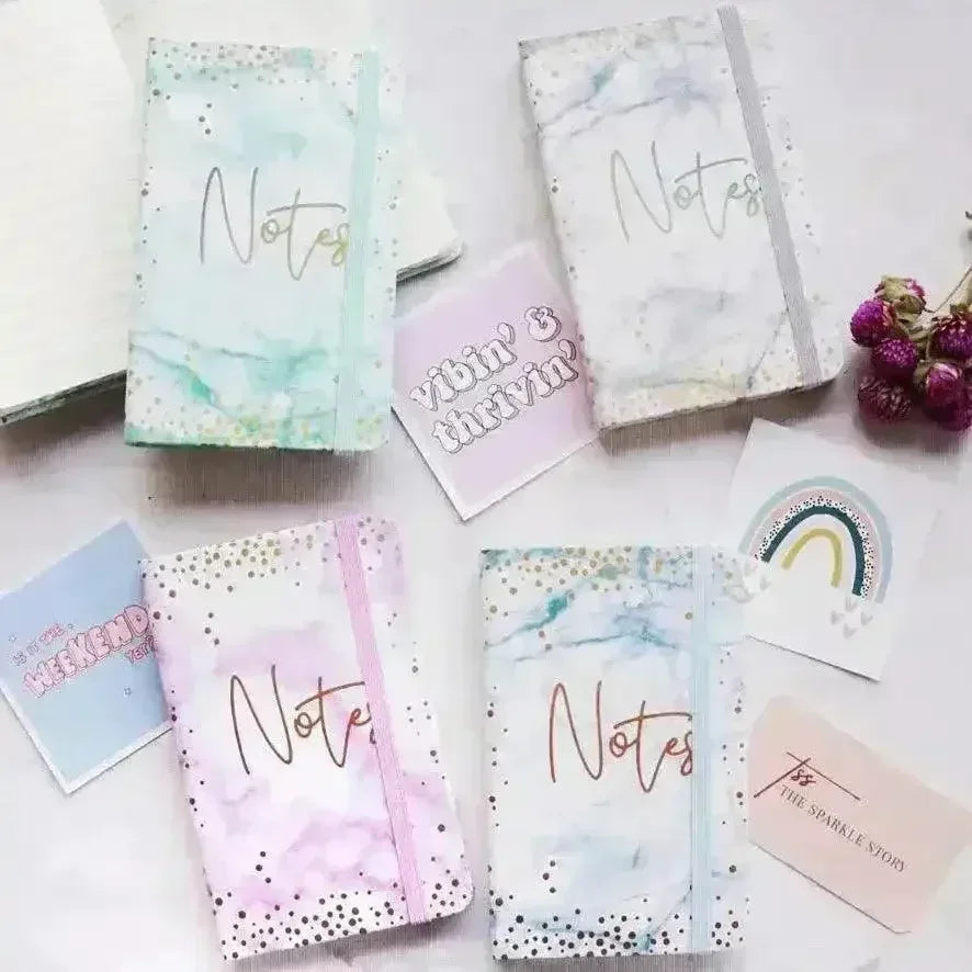Polkadot Marble Finish A5 Notebook - Bear Hugs