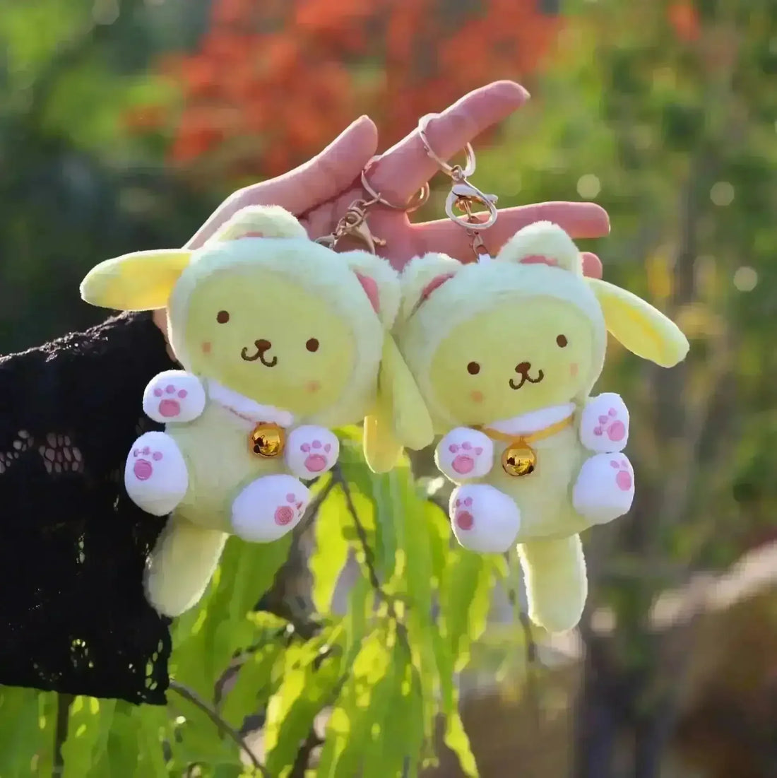 Pom Pom Purin Bell Plush Keychain - Bear Hugs