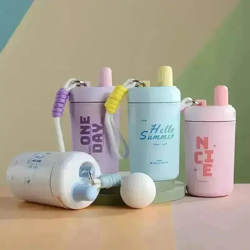 Portable Thermal Insulated Tumbler with String (400 ml) - Bear Hugs